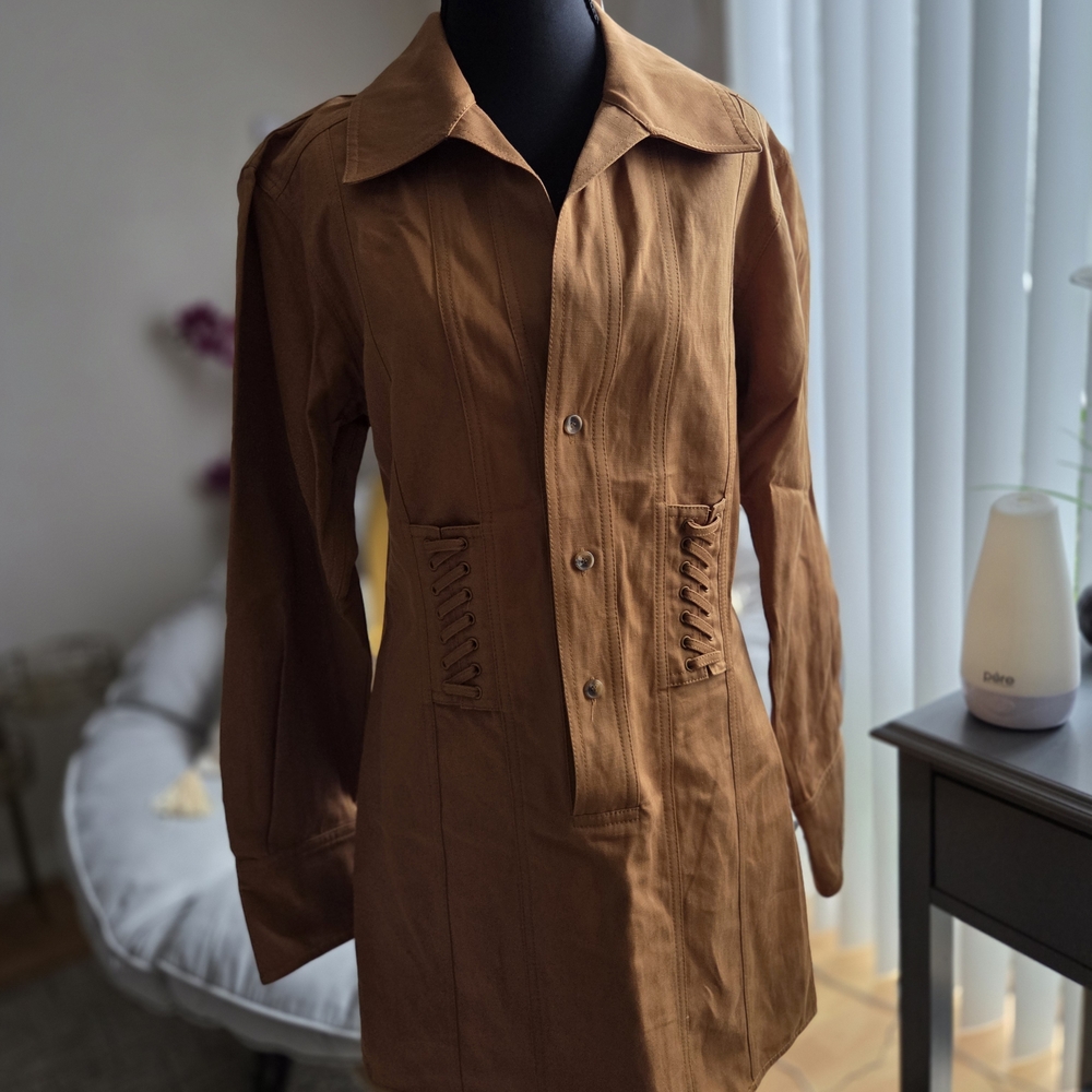 A.L.C. Tan Paisley Long Sleeve Dress